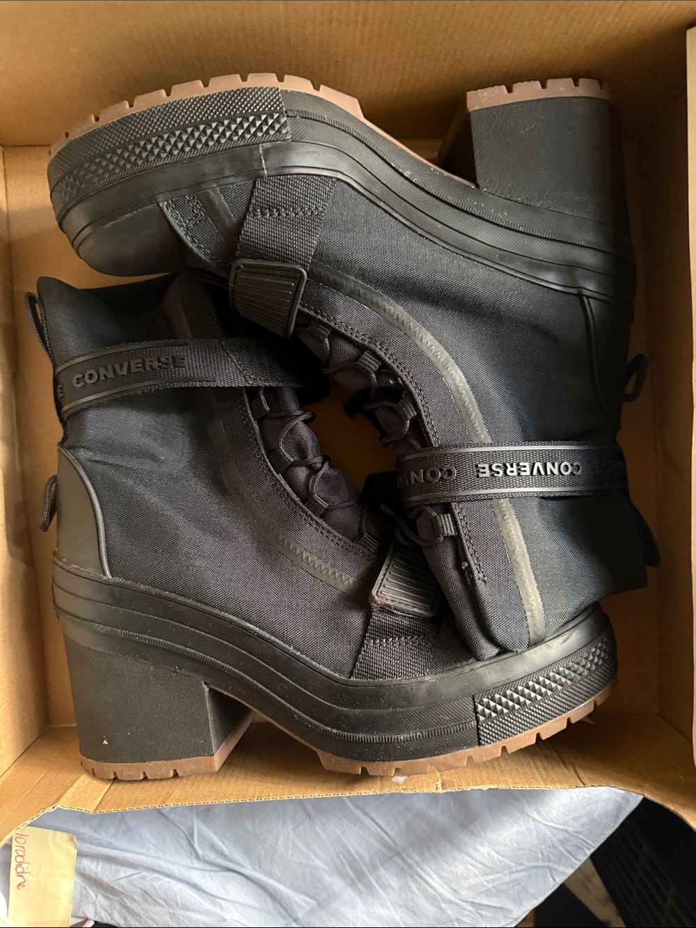 Converse Black Chunky-Heel Platform Utility Boots